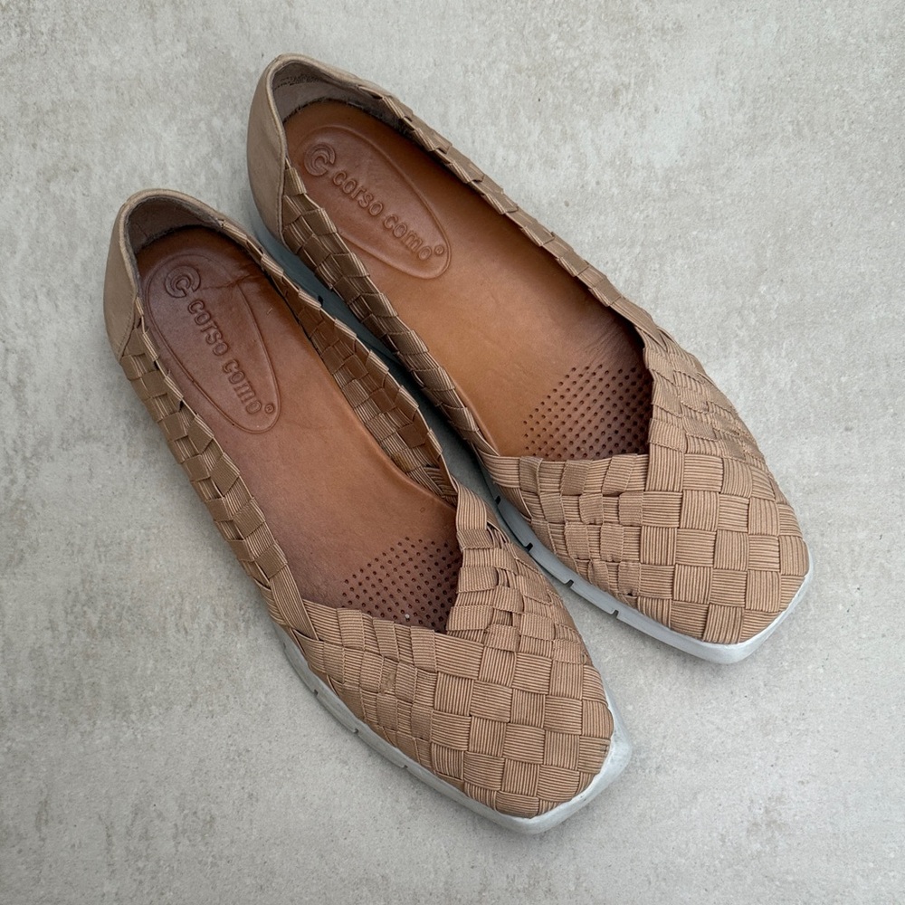 Corso Como Woven Tan Slip-On Flats